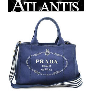 Prada Canapa bag tote canvas Navy Blue
